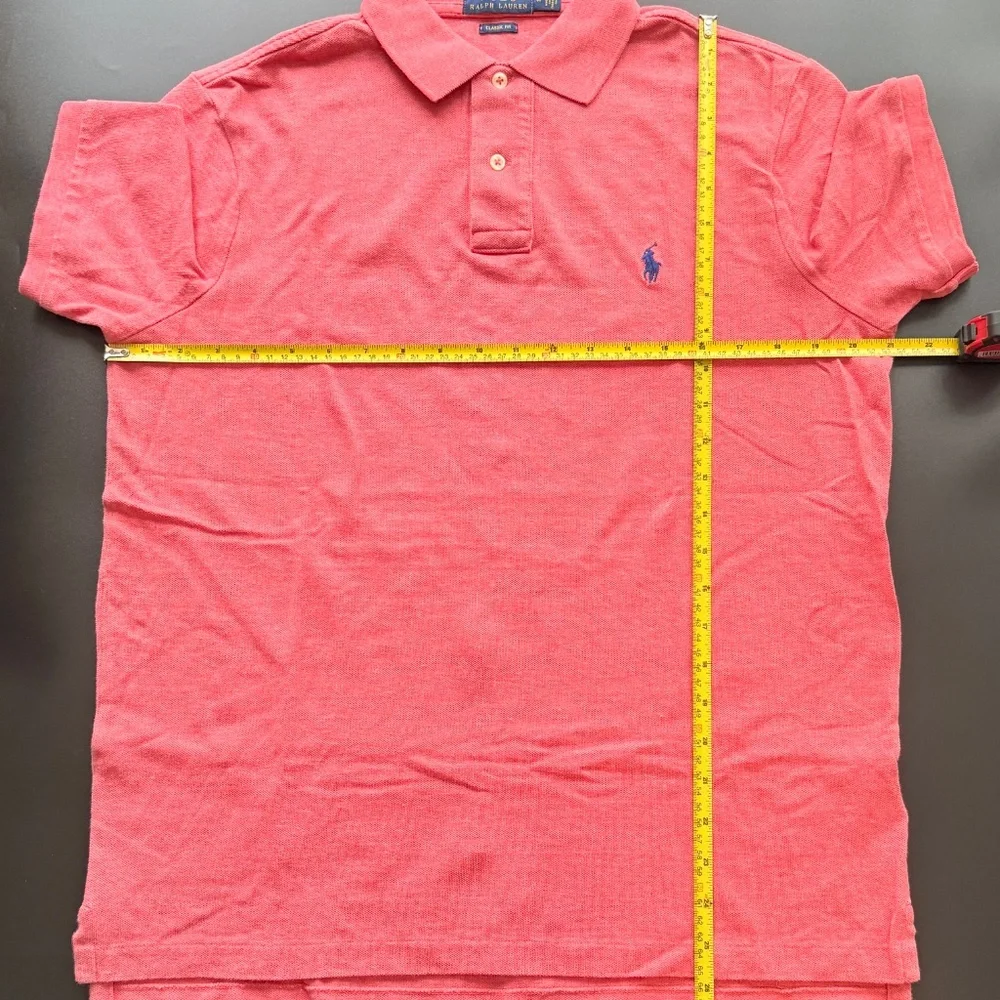 POLO‎ Ralph Lauren Polo Shirt Mens Medium Pink Short Sleeve Cotton